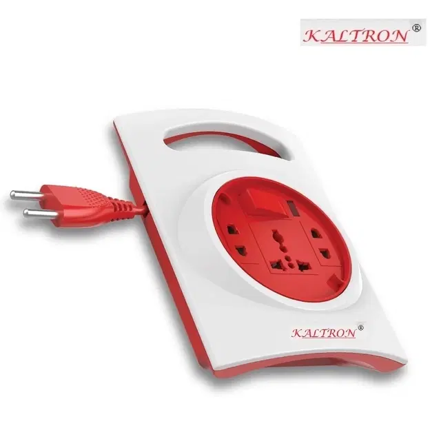 Kaltron 3+1 Socket Extension Boards I 2 Pin I Ultra-Smooth Rotation  (White & Red, 4 m)