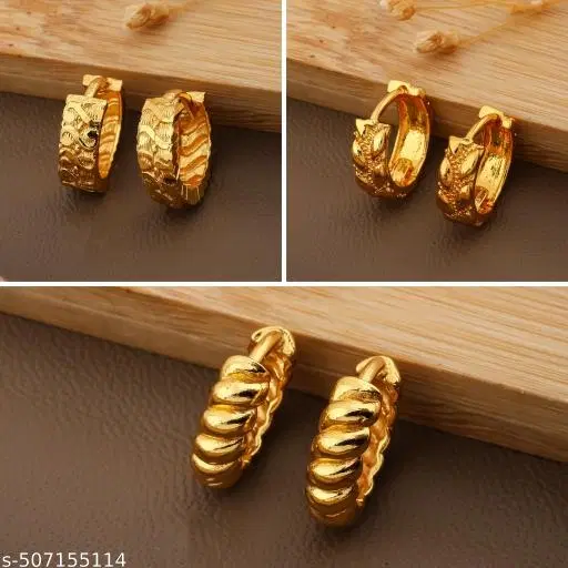 Gold-Plated Earrings/Studs/Bali Combo For Women'S/Girls