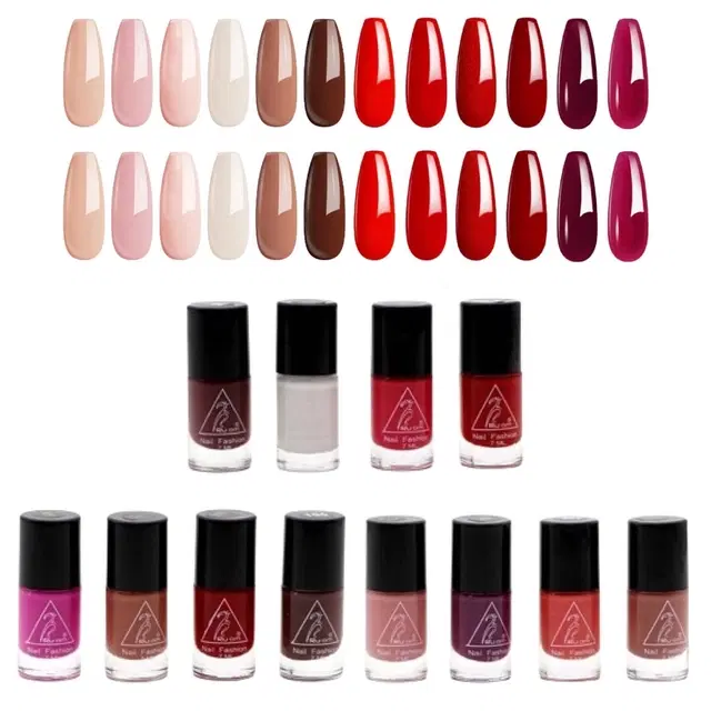 Glossy Finish Nail Paint, 7 ml, Pack Of 12