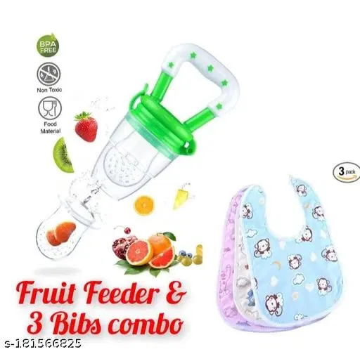 Yv Baby Fruit Food Feeder And 3 Bibs Combo