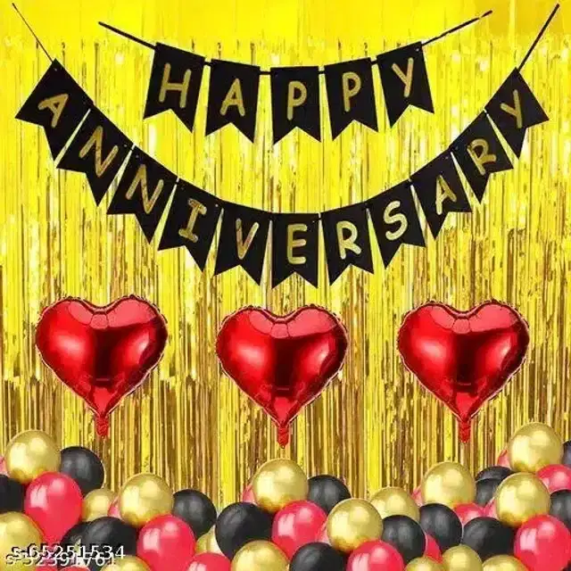Happy Anniversary Banner with Balloons Decoration Kit, Multicolor, Pack of 36