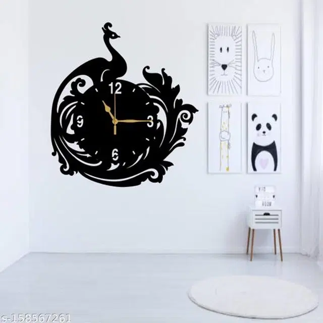Wooden Wall Clock for Home, Black