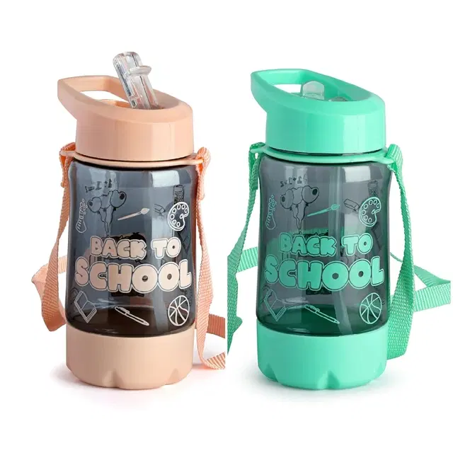 Plastic Water Bottle For Kids ,Multicolour ,(600ML) , Pack Of 2