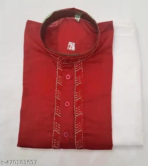 Solid Show Button Kurta Set for Men (XL)