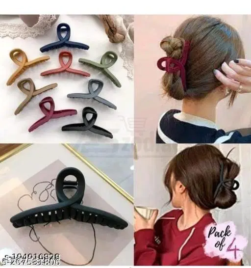Plastic Hair Clutcher for Women & Girls, Pack of 4 (Multicolor)