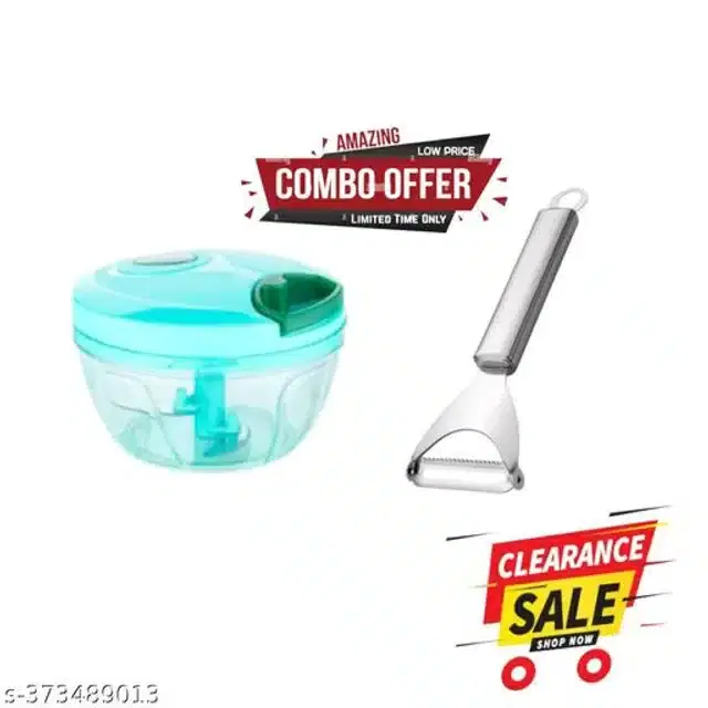 Manual Chopper 450 ml with Peeler, Silver, Set of 2