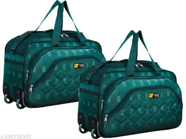 Polyester Duffel Bags, Turquoise, Pack of 2