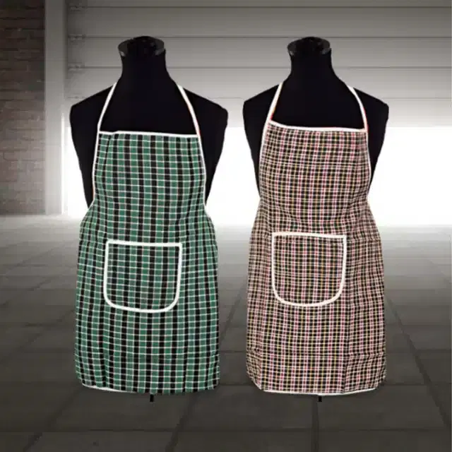 Cotton Kitchen Aprons, Multicolor, Pack of 2