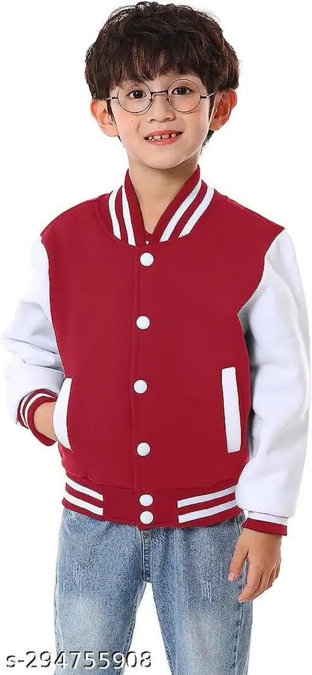 Full Sleeves Jacket for Boys (Red & White, 7-8 Years)