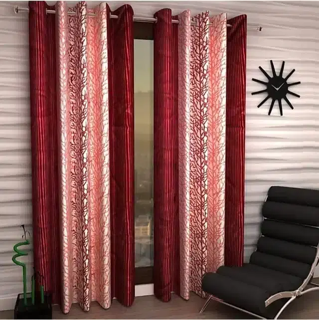 Window Curtains, Pack of 2, Maroon, 5 feet