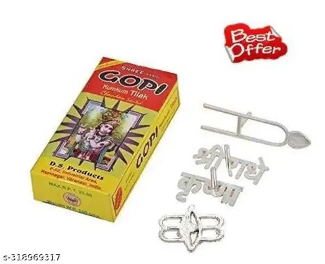 Brass Tilak Stamp, Golden, Pack of 4