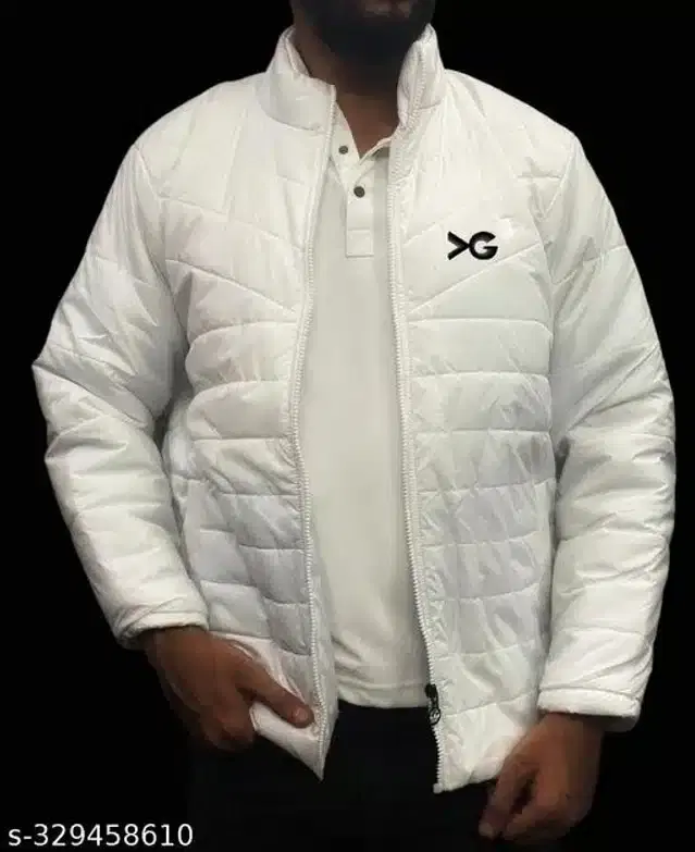 Polyester Jacket for Men (White, L)
