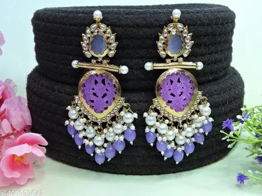 Unique Earrings for Women (Lavender, Free Size)
