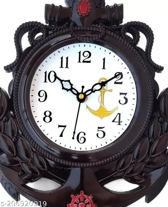 Analog Wall Clock, Brown, 31x24 cm