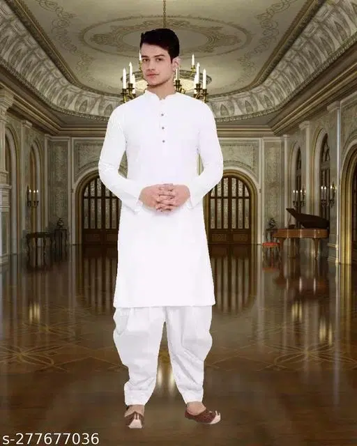 Kurta Set for Men (White, M)