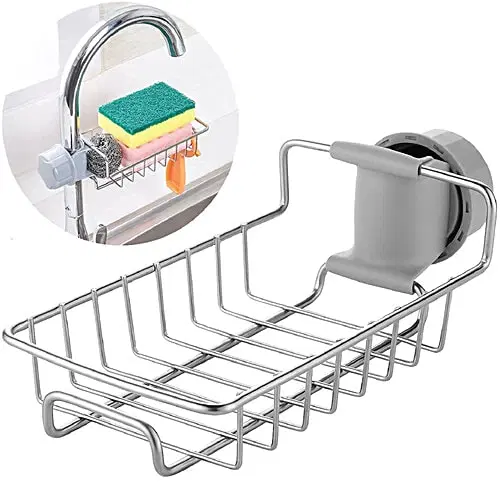 Soham Housewares Swastik Stainless Steel Kitchen Sink Caddy Organizer Sponge Holder