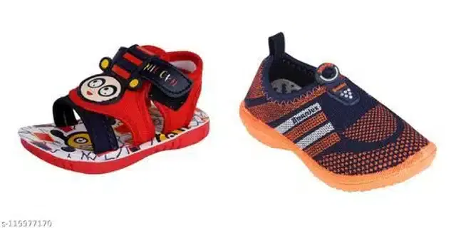 Velcro Sandals for Infants, Pack of 2 (Multicolor, 6-9 Months)