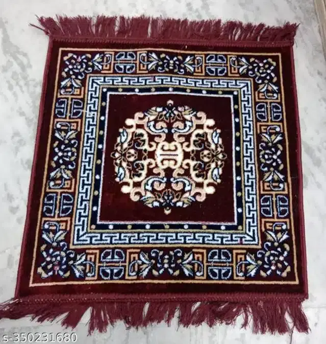 Velvet Pooja Mat, Maroon, 2x3 Feet