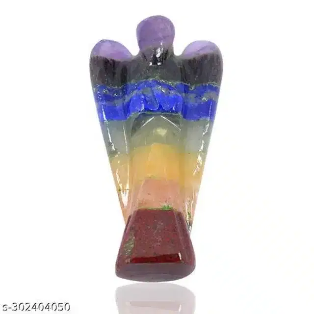 Carved Gemstone Angel Figurine, Multicolor