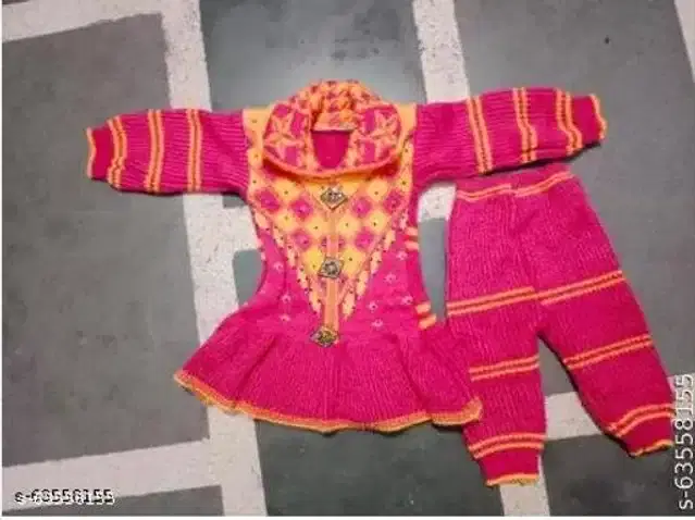 Woolen Sweater & Pant for Girls (Multicolor, 3-6 Months)