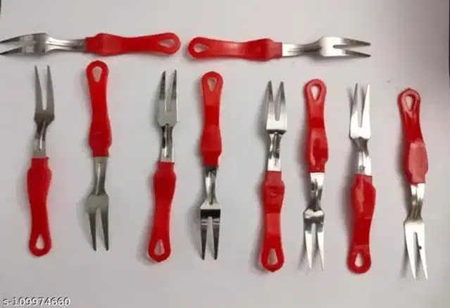 Stainless Steel Fruit Forks, Silver, Pack of 10