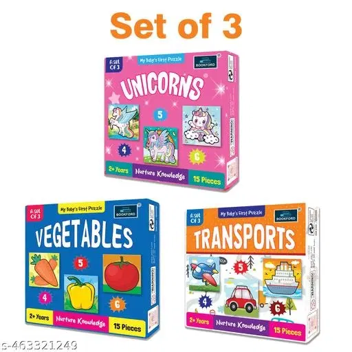My Baby'S First Unicorns & Vegetables s & Transports Puzzle Game & Fun And Learning 45 Pieces ( Set of 3)