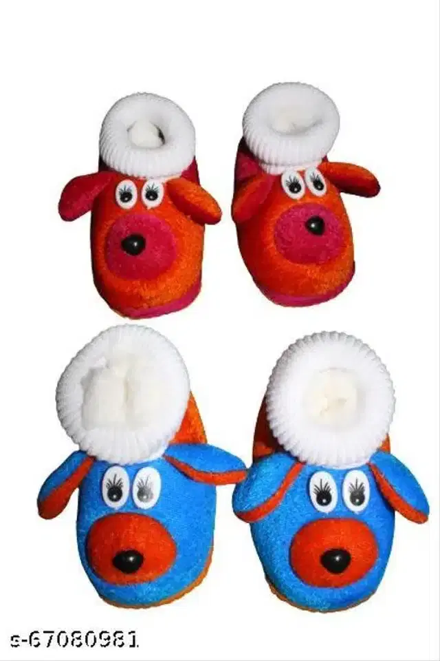 Infants Booties for Kids, Set of 2 (Orange & Blue, 9-12 Months)