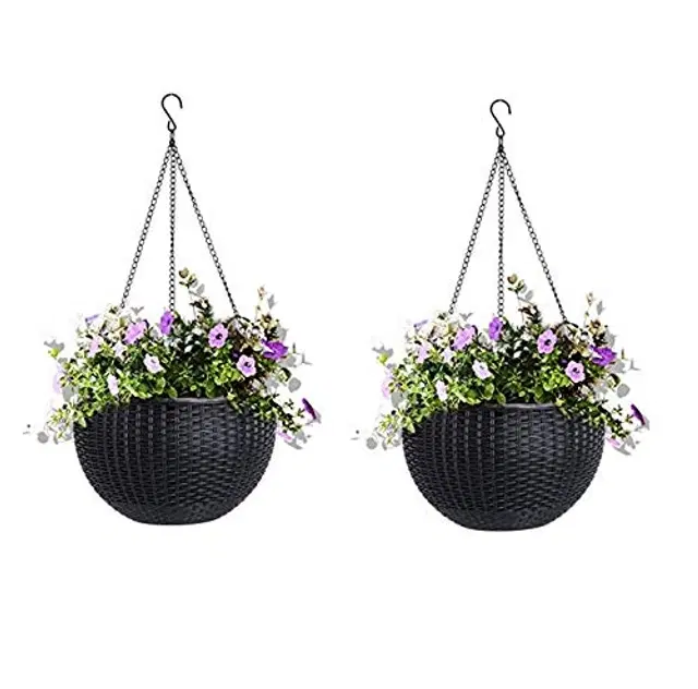 Plastic Hanging Pot for Indoor & Outdoor, Multicolor, 8 Inch, Pack of 2