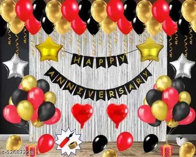 Anniversary Party Decoration Kit, Multicolor, Set of 56