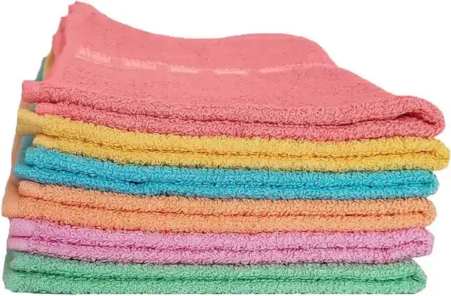Cotton Super Absorbent Antibacterial Face & Hand Towels, Pack of 12, Multicolor, 14x21 inches
