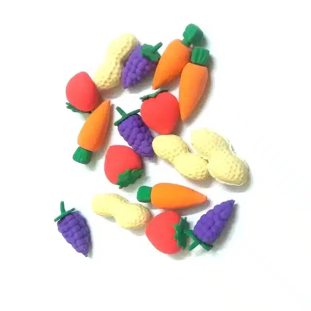 Vegetable Shaped 4 Pcs Eraser for Kids, Multicolor, Set of 4