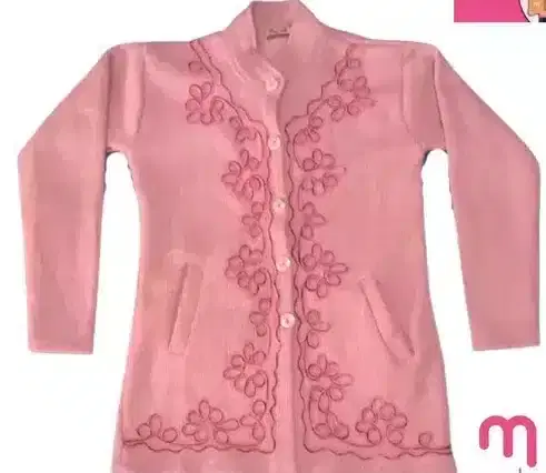 Women's Full Sleeve Cardigans (Pink, M) (L2)