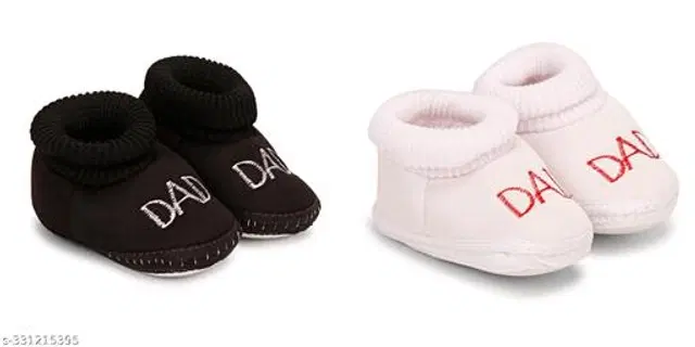 Booties for Infants, Pack of 2 (Black & White, 0-3 Months)