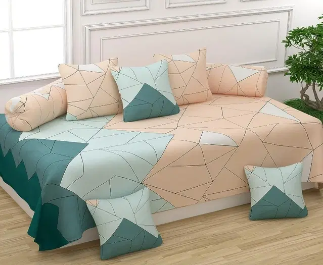 Cotton Printed Diwan Covers Set, 60x90 Inches, Multicolor, Set of 8