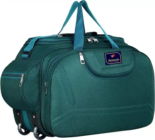 Nylon Traveling Luggage Bag with Wheels, Aqua,65 L