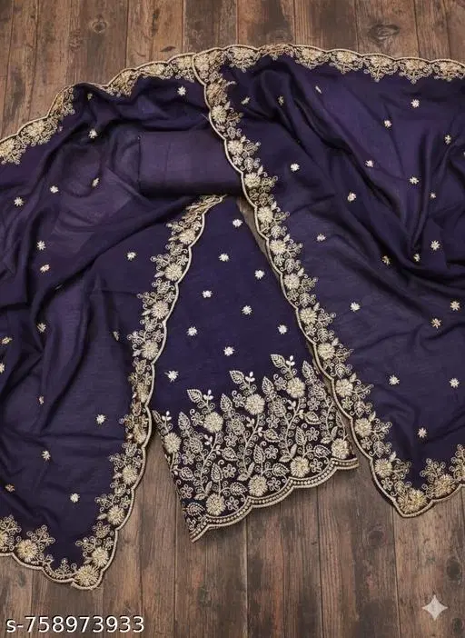 Embroidered Floral Patiala Suit for Women (, 5.85 meter (S)) (Multicolor, 6.65 meter (XXL)