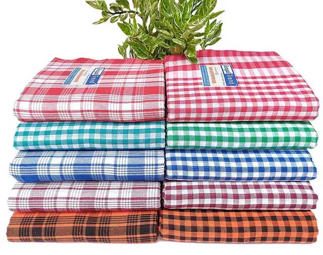 Pinak Casual Cotton Checkered Bath Towels, Pack Of 6, Multicolor, Free Size, PS-43