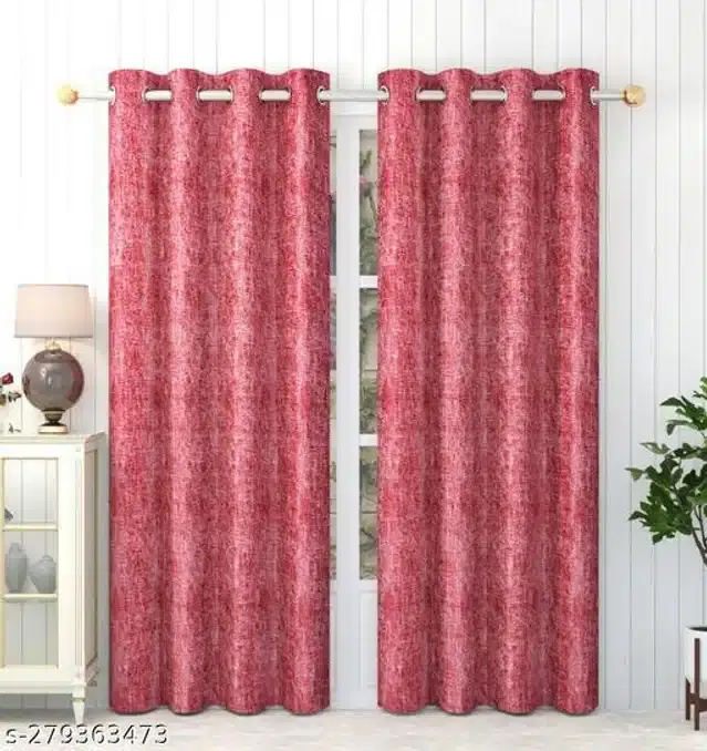 Curtains for Door, Red, 7 Feet, Pack of 2
