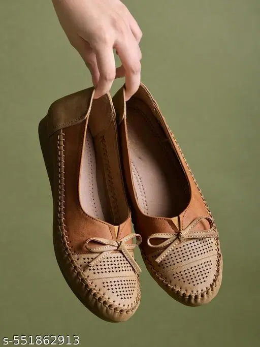 Solid Synthetic Comfort Ballerinas (Brown, 9-9.5 Years)