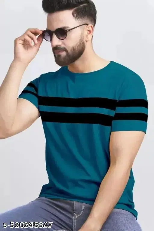 Cotton Blend T-shirt for Men, Teal (L)