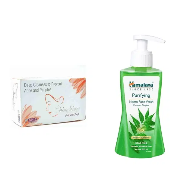 Skin Shine Soap, 75 g with Himalaya Neem Face wash, 200 ml, Set of 2