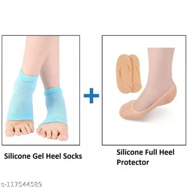 Moisturizing Silicon Gel Socks with Foot Pad, Assorted, Set of 2