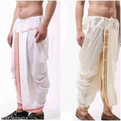 Pack of 2 Dhotis for Men (Multicolor, Free Size)