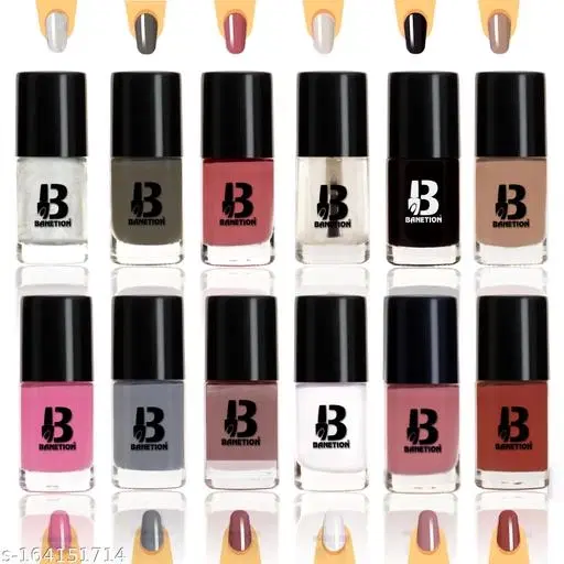 Banetion Matte Nail Polish, Multicolor, Pack of 12