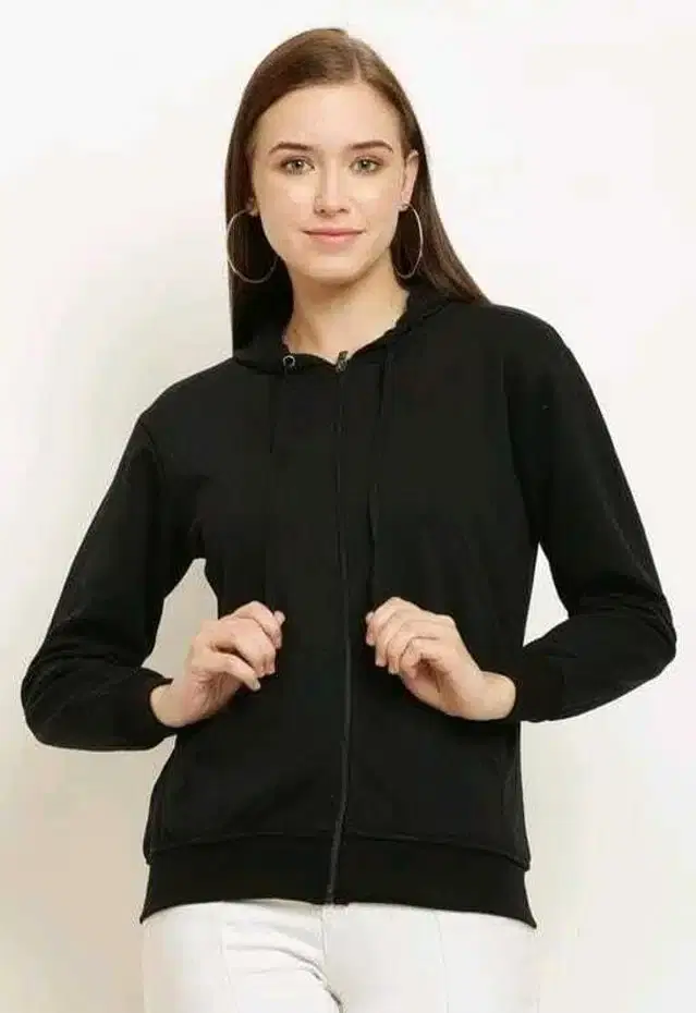 Fleece Hooded Sweatshirt for Women (Black, XL)