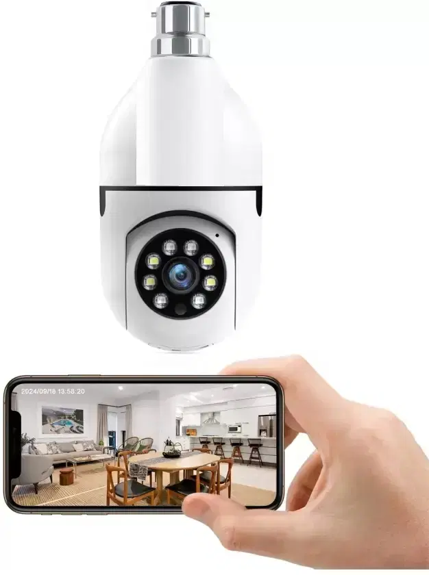 Immutable 2MP HD Bulb Type PTZ Indoor HD CCTV Wireless Camera | Security Camera Security Camera, 128 GB, 5 Channel