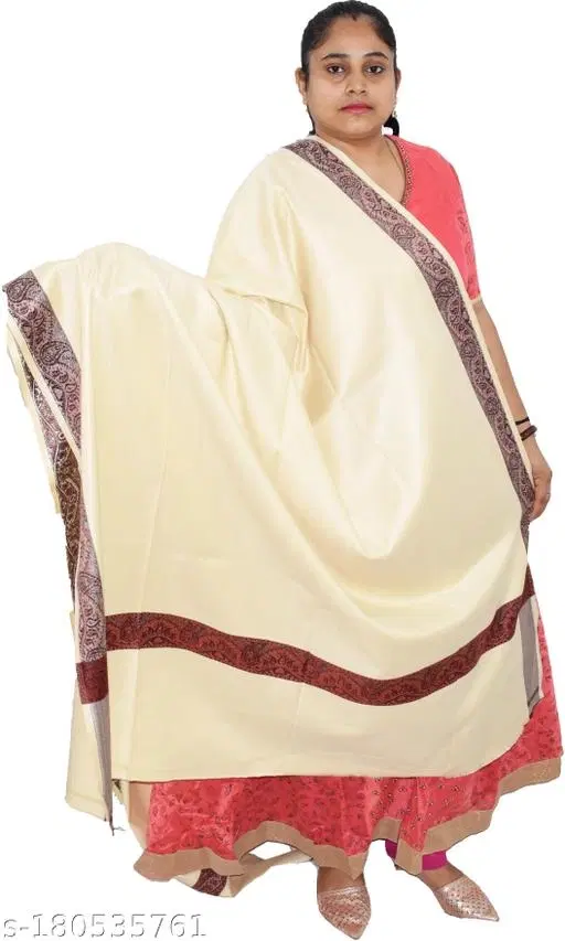 Kavim Beige Wool Solid Shawl for Women (Beige, Free Size)