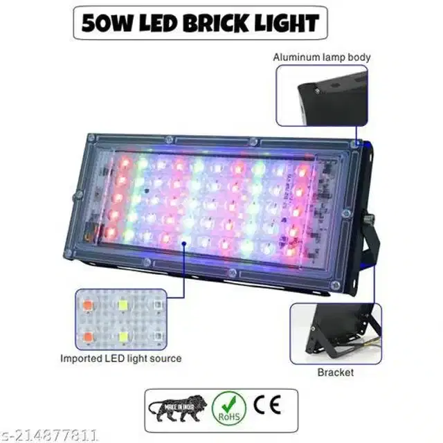 Remote Control Flood Light, Multicolor, 50 W