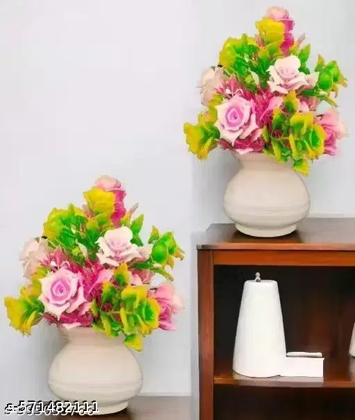 Plastic Artificial Flowers, Multioclor, Pack of 2