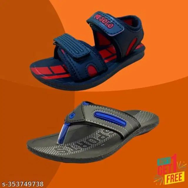 Sandal with Flipflop for Boys, Pack of 2 (Multicolor, 5-6 Years)